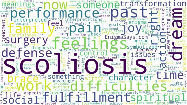 dreams about scoliosis and related dreams with their meanings in a word cloud