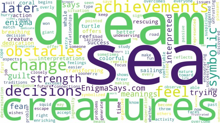 dream about sea creatures and related dreams with their meanings in a word cloud