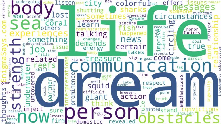 dream about sea life and related dreams with their meanings in a word cloud