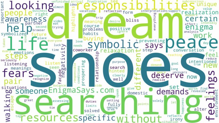 dream of searching shoes and related dreams with their meanings in a word cloud