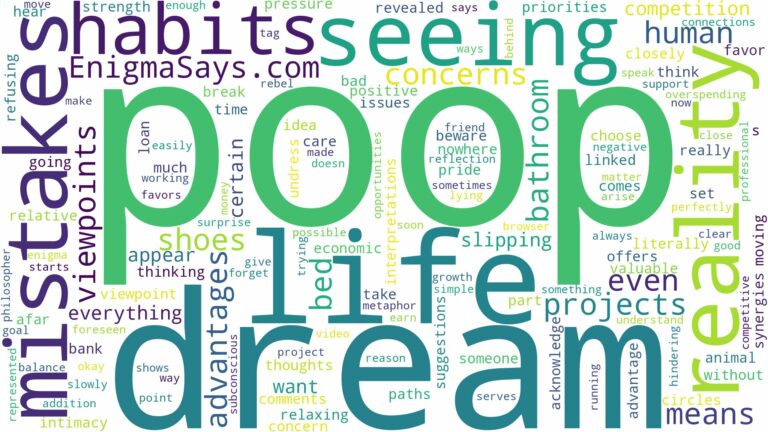 dreaming of seeing a lot of poop and related dreams with their meanings in a word cloud