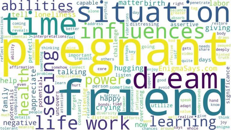 dreaming of seeing a pregnant friend and related dreams with their meanings in a word cloud