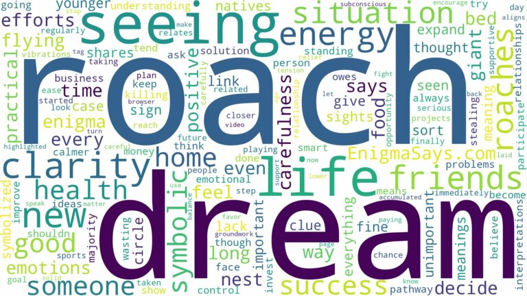 dream of seeing a roach and related dreams with their meanings in a word cloud
