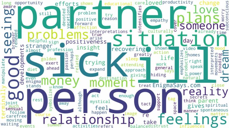 dreaming of seeing a sick person and related dreams with their meanings in a word cloud