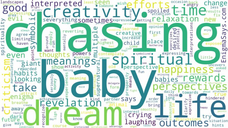 dreaming of a baby chasing you and related dreams with their meanings in a word cloud