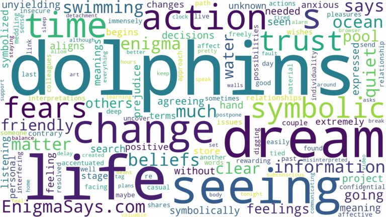 dream of seeing dolphins and related dreams with their meanings in a word cloud