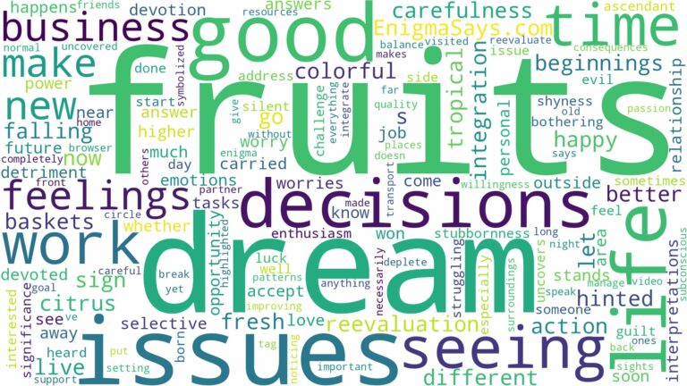 dream of seeing fruits and related dreams with their meanings in a word cloud