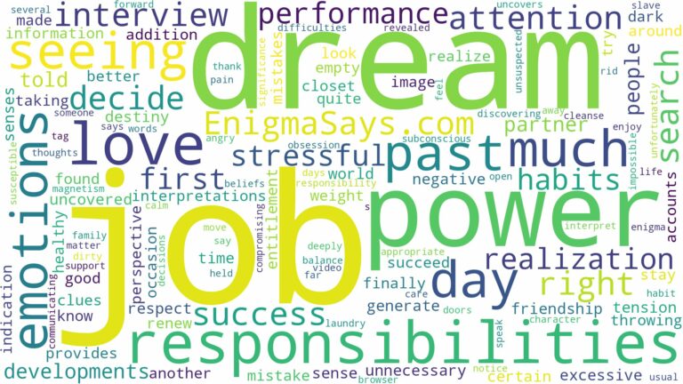 dream of seeing job and related dreams with their meanings in a word cloud
