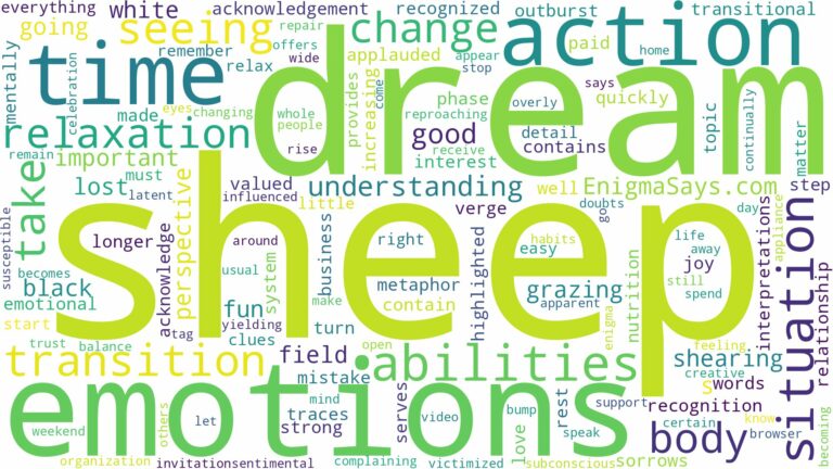 dream of seeing sheep and related dreams with their meanings in a word cloud