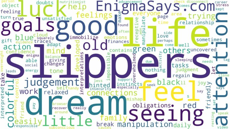 dream of seeing slippers and related dreams with their meanings in a word cloud