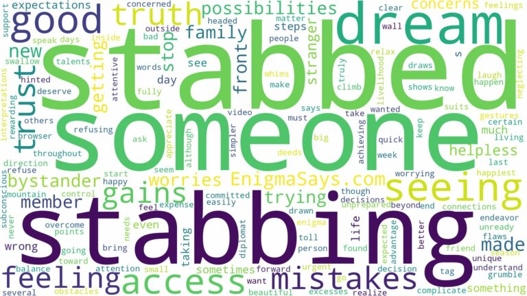 dreaming of seeing someone stabbed and related dreams with their meanings in a word cloud