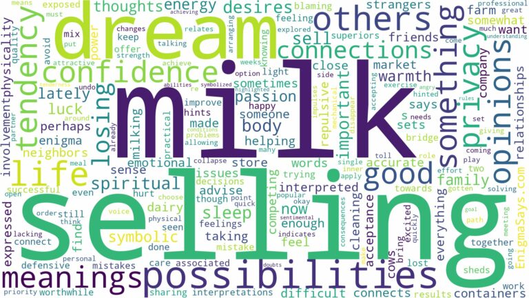 dream of selling milk and related dreams with their meanings in a word cloud