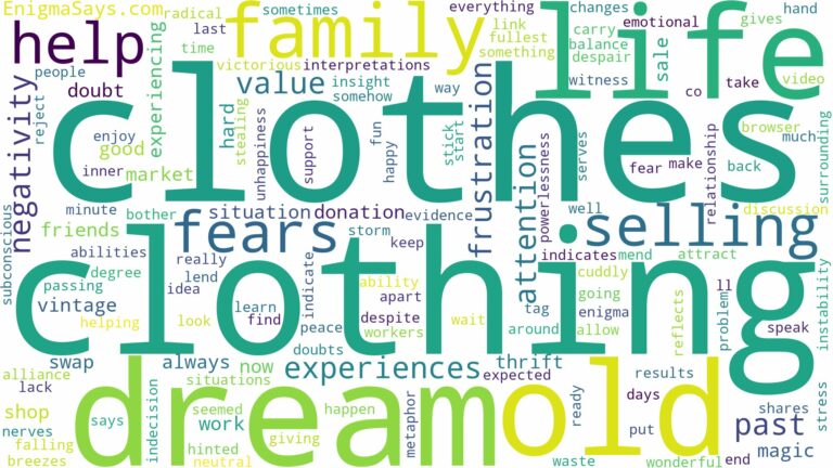 dreaming of selling old clothes and related dreams with their meanings in a word cloud