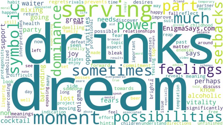 dream of serving drinks and related dreams with their meanings in a word cloud