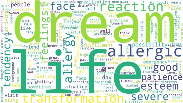 dream about severe allergic reaction and related dreams with their meanings in a word cloud