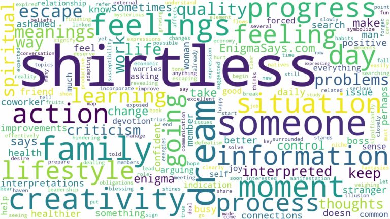 dreams about shirtless and related dreams with their meanings in a word cloud