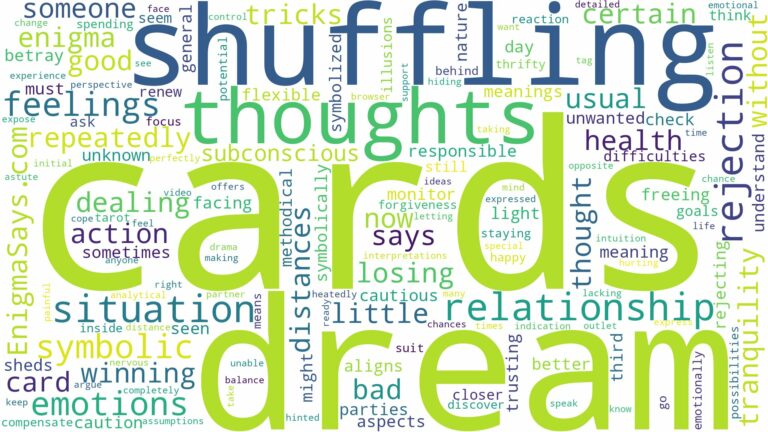 dream of shuffling cards and related dreams with their meanings in a word cloud