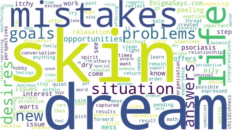 dream about skin problems and related dreams with their meanings in a word cloud