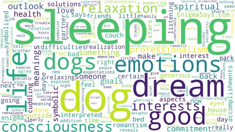dream of sleeping dogs and related dreams with their meanings in a word cloud
