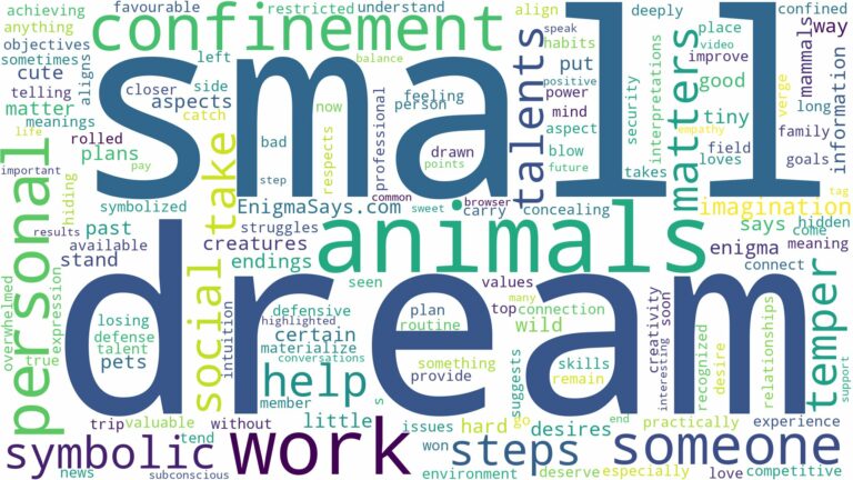 dream about small animals and related dreams with their meanings in a word cloud