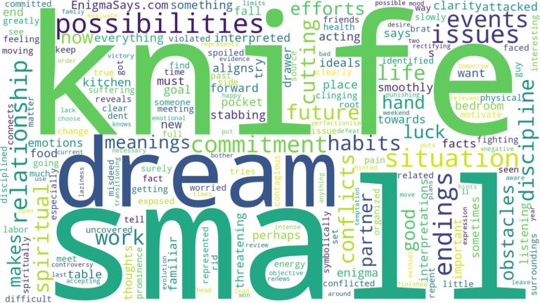 dream about small knife and related dreams with their meanings in a word cloud