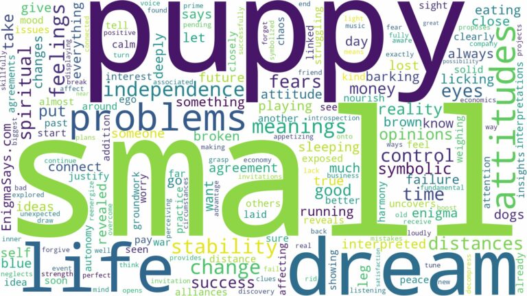dream about small puppy and related dreams with their meanings in a word cloud