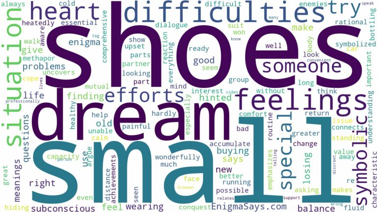 dream about small shoes and related dreams with their meanings in a word cloud