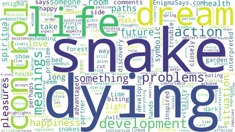 dreaming of snake dying and related dreams with their meanings in a word cloud