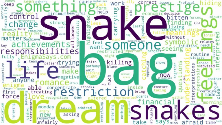 dream about snake in a bag and related dreams with their meanings in a word cloud