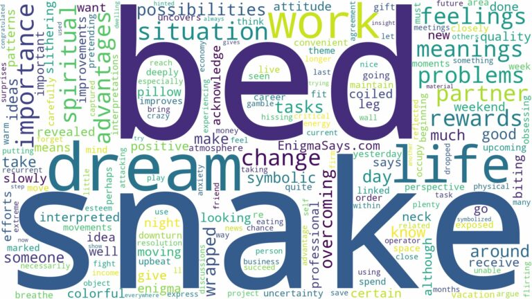 dream about snake in bed and related dreams with their meanings in a word cloud