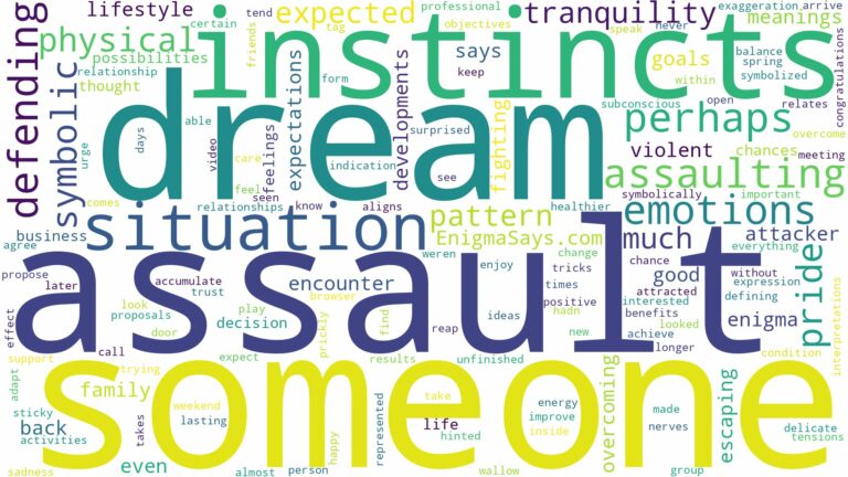 dreaming of someone assaulting you and related dreams with their meanings in a word cloud