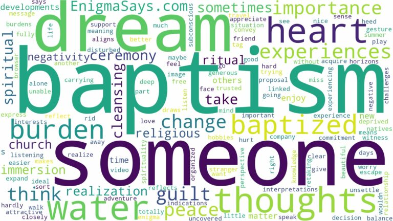 dreaming about someone being baptized and related dreams with their meanings in a word cloud