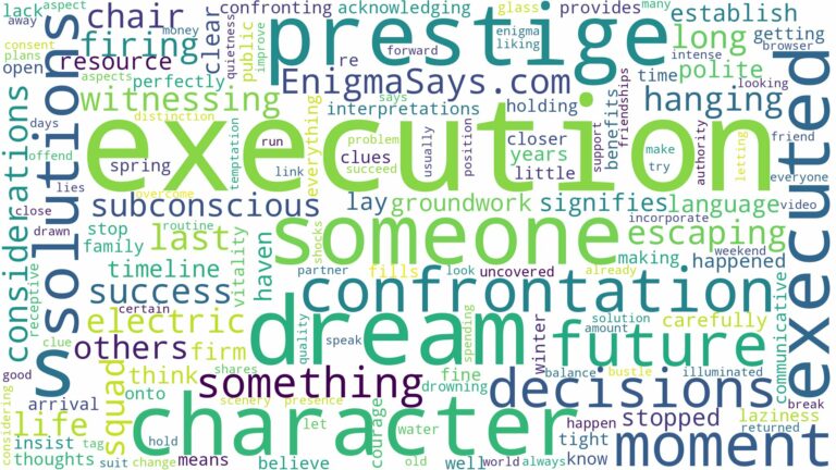 dreaming about someone being executed and related dreams with their meanings in a word cloud