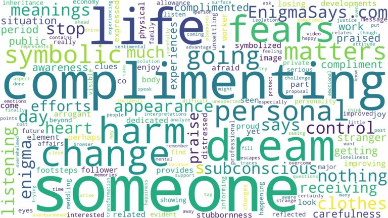 dreaming of someone complimenting you and related dreams with their meanings in a word cloud