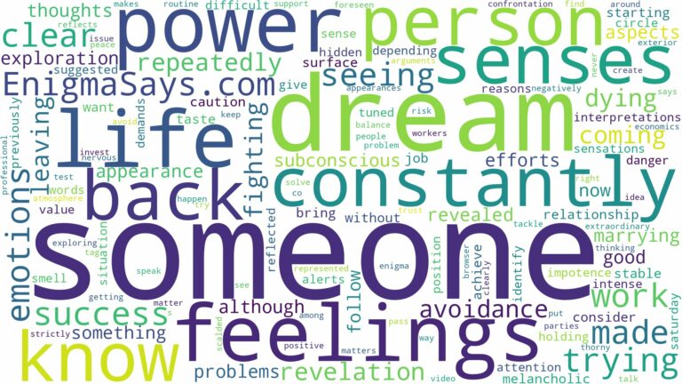 dream about someone constantly and related dreams with their meanings in a word cloud