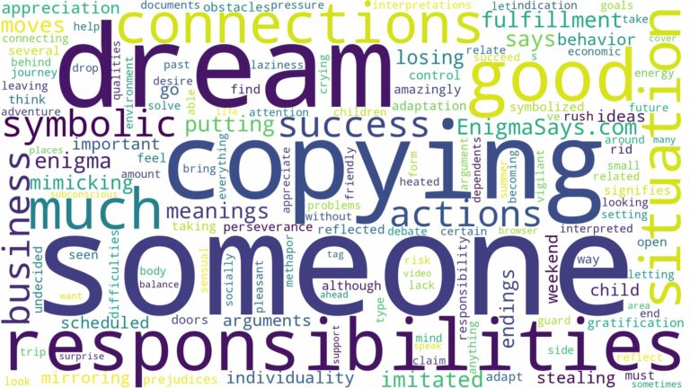 dreaming of someone copying you and related dreams with their meanings in a word cloud