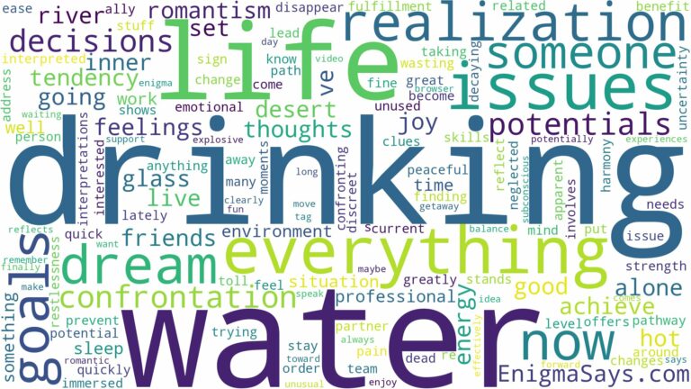 dreaming about someone drinking water and related dreams with their meanings in a word cloud