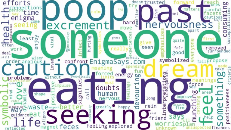 dreaming about someone eating poop and related dreams with their meanings in a word cloud