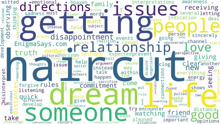 dreaming about someone else getting a haircut and related dreams with their meanings in a word cloud