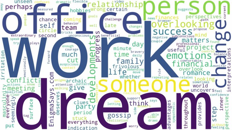dream about someone from work and related dreams with their meanings in a word cloud