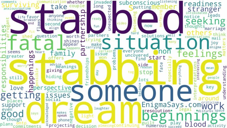dreaming about someone getting stabbed and related dreams with their meanings in a word cloud