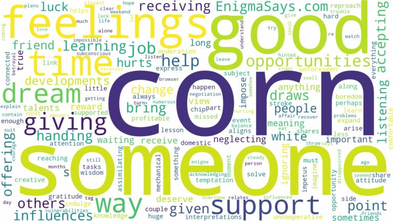 dreaming about someone giving you corn and related dreams with their meanings in a word cloud