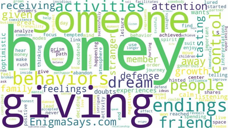 dreaming about someone giving you honey and related dreams with their meanings in a word cloud