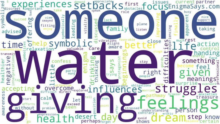 dreaming about someone giving you water and related dreams with their meanings in a word cloud