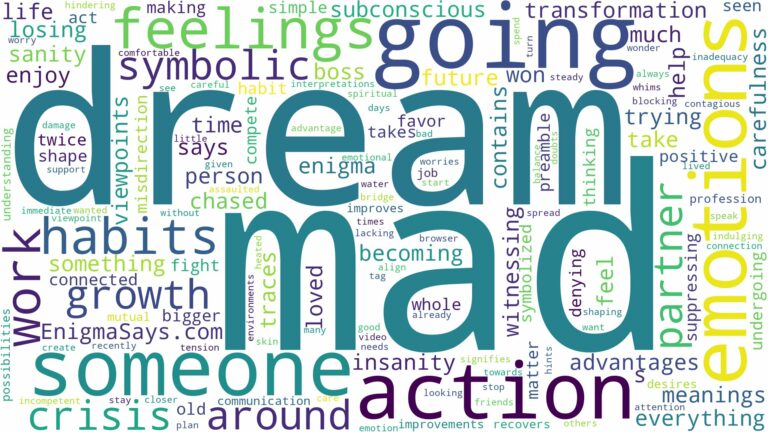 dreaming about someone going mad and related dreams with their meanings in a word cloud