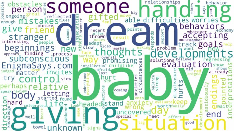 dreaming about someone handing you a baby and related dreams with their meanings in a word cloud