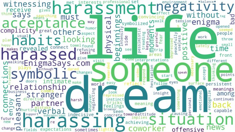 dreaming of someone harassing you and related dreams with their meanings in a word cloud