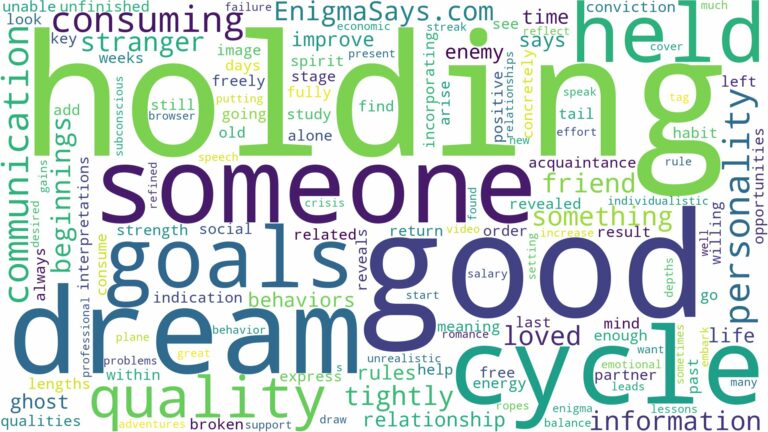 dreaming of someone holding you and related dreams with their meanings in a word cloud