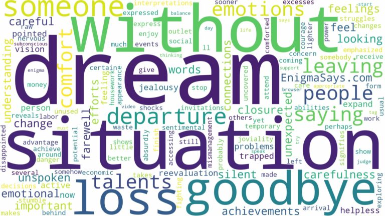 dreaming about someone leaving without saying goodbye and related dreams with their meanings in a word cloud