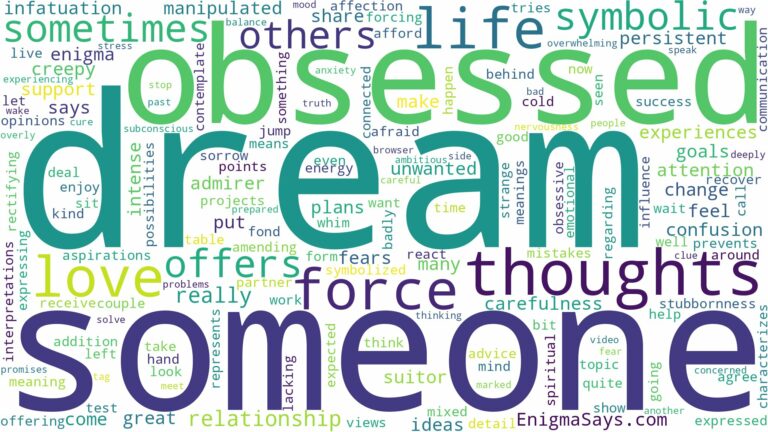 dream about someone obsessed with you and related dreams with their meanings in a word cloud